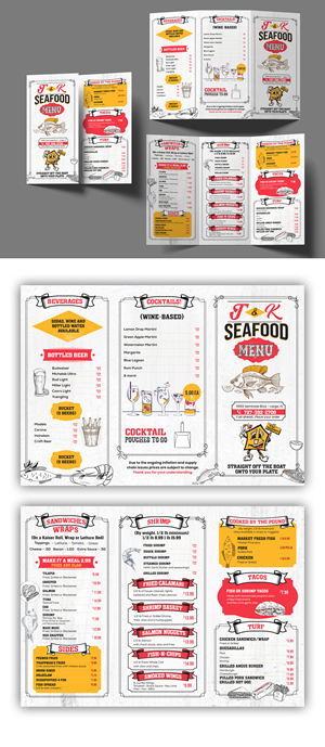 Menu Design by debdesign for J&K Seafood Shack | Design: #30189173