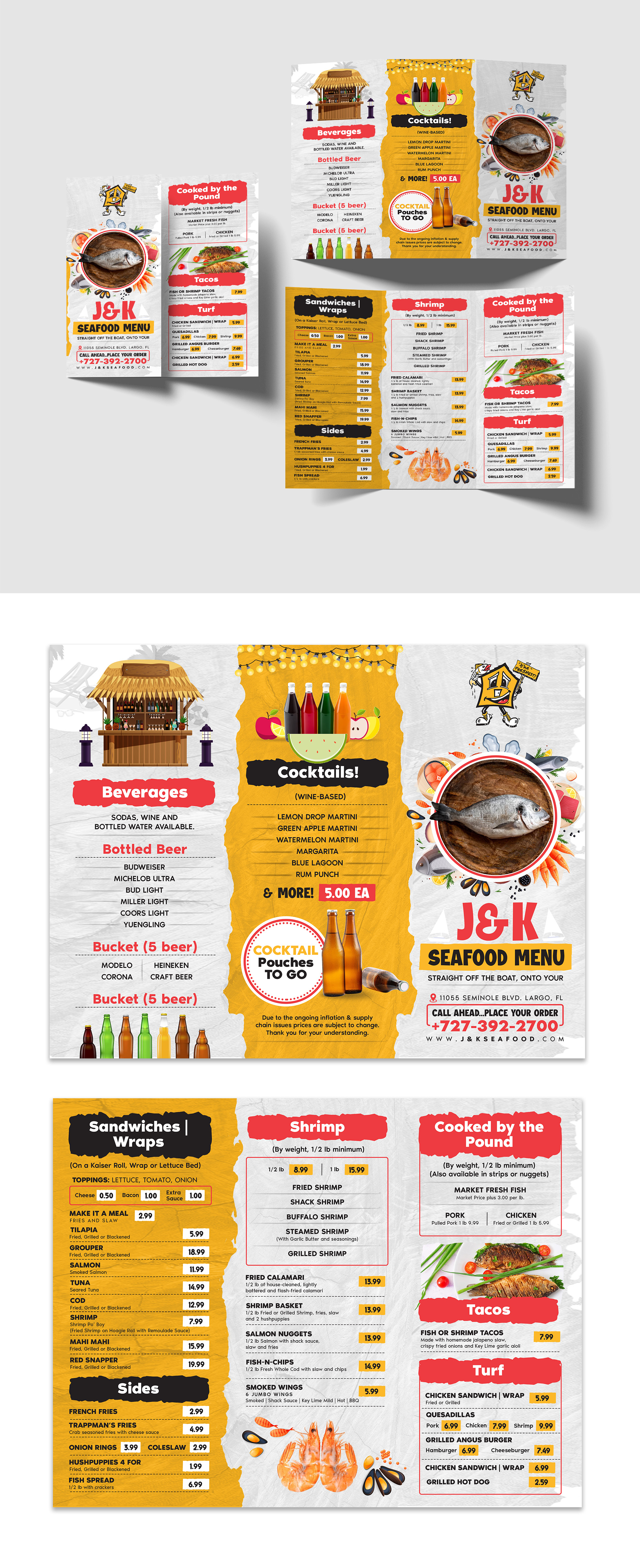 Menu Design by debdesign for J&K Seafood Shack | Design #30189327