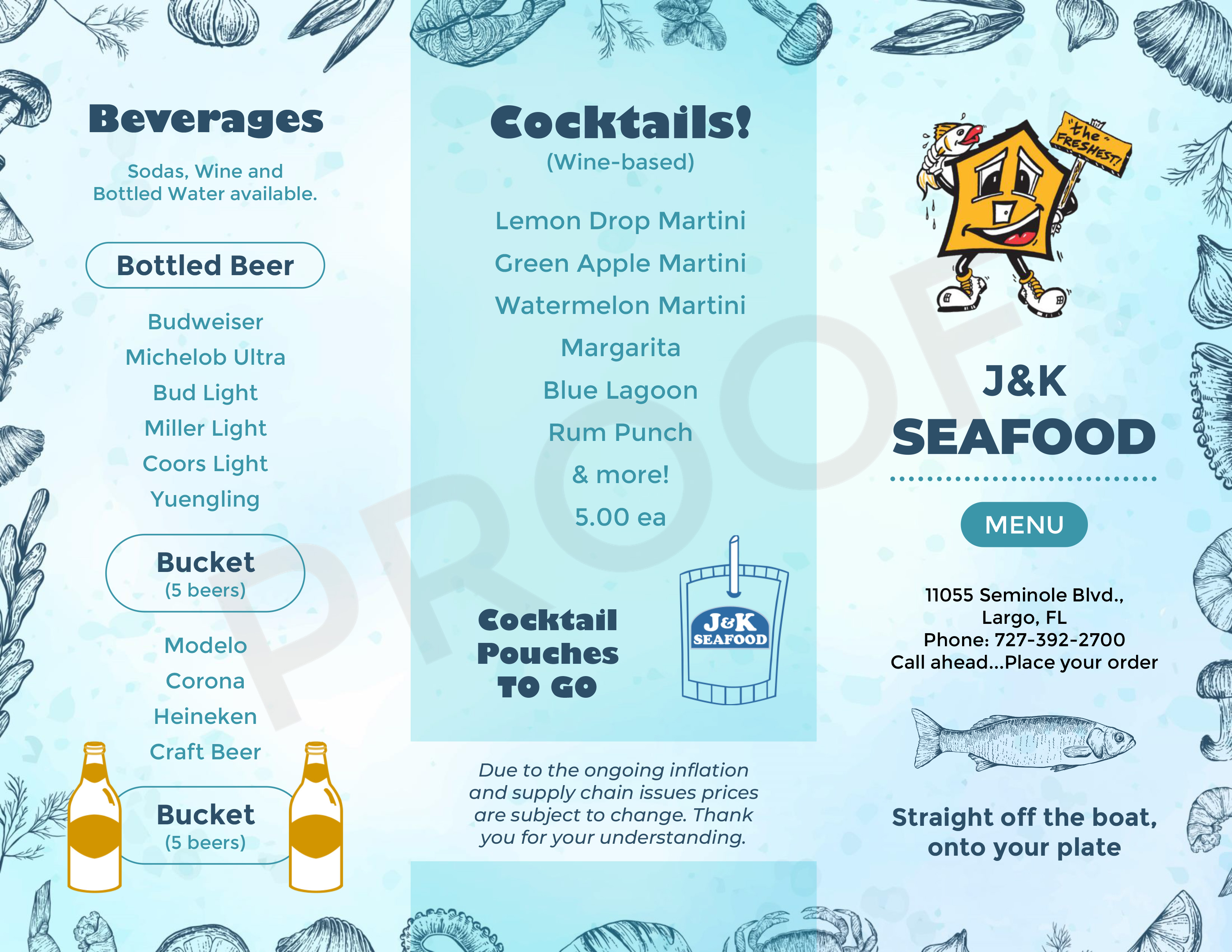 Menu Design by nitin.kondhare2010 for J&K Seafood Shack | Design #30164539