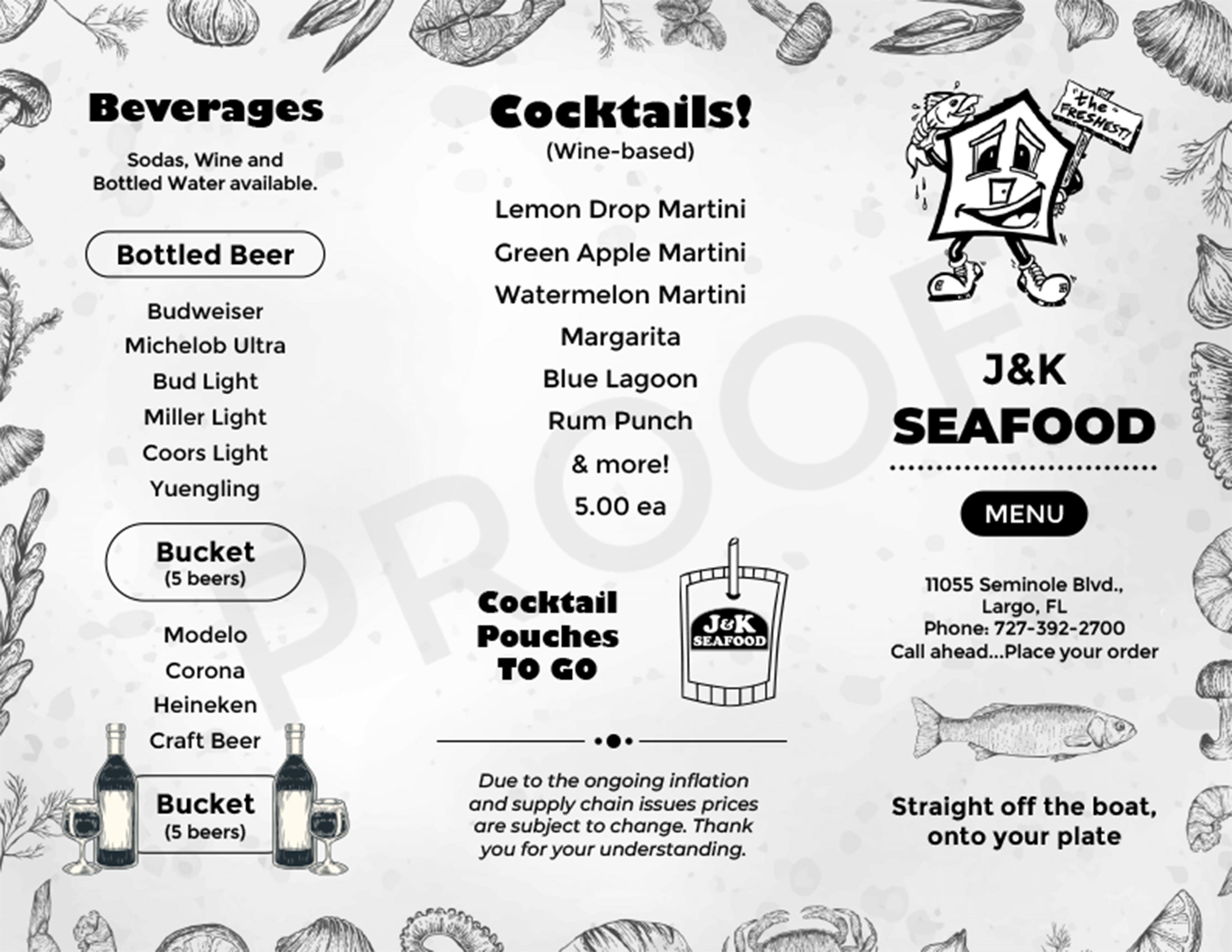 Menu Design by nitin.kondhare2010 for J&K Seafood Shack | Design #30166907