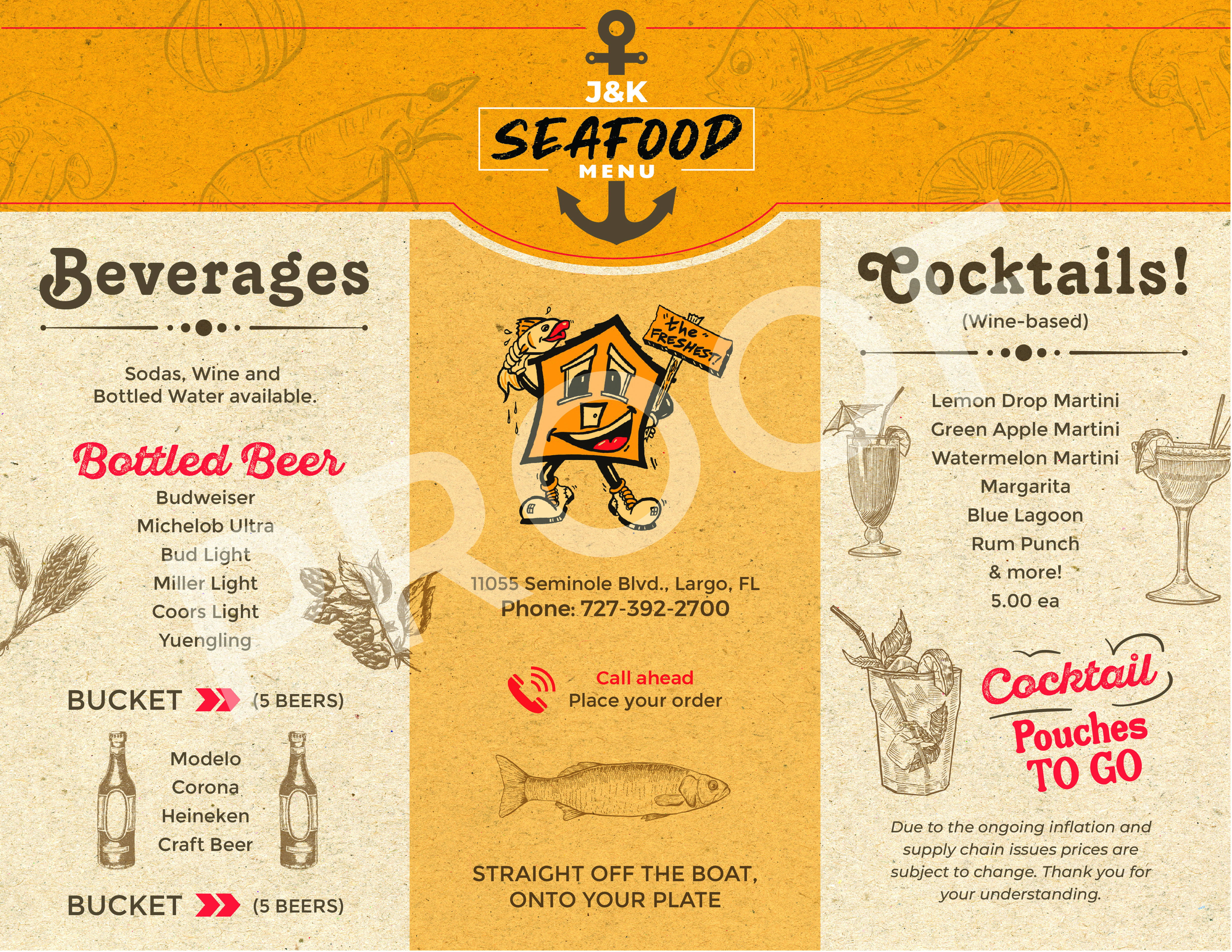 Menu Design by nitin.kondhare2010 for J&K Seafood Shack | Design #30172146