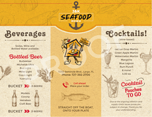 Menu Design by nitin.kondhare2010 for J&K Seafood Shack | Design #30172146
