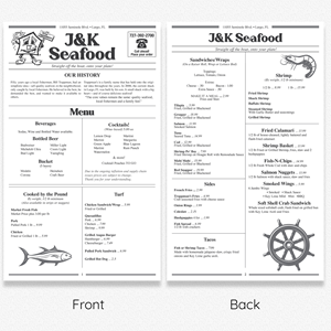 Menu Design by beumana for J&K Seafood Shack | Design #30191432