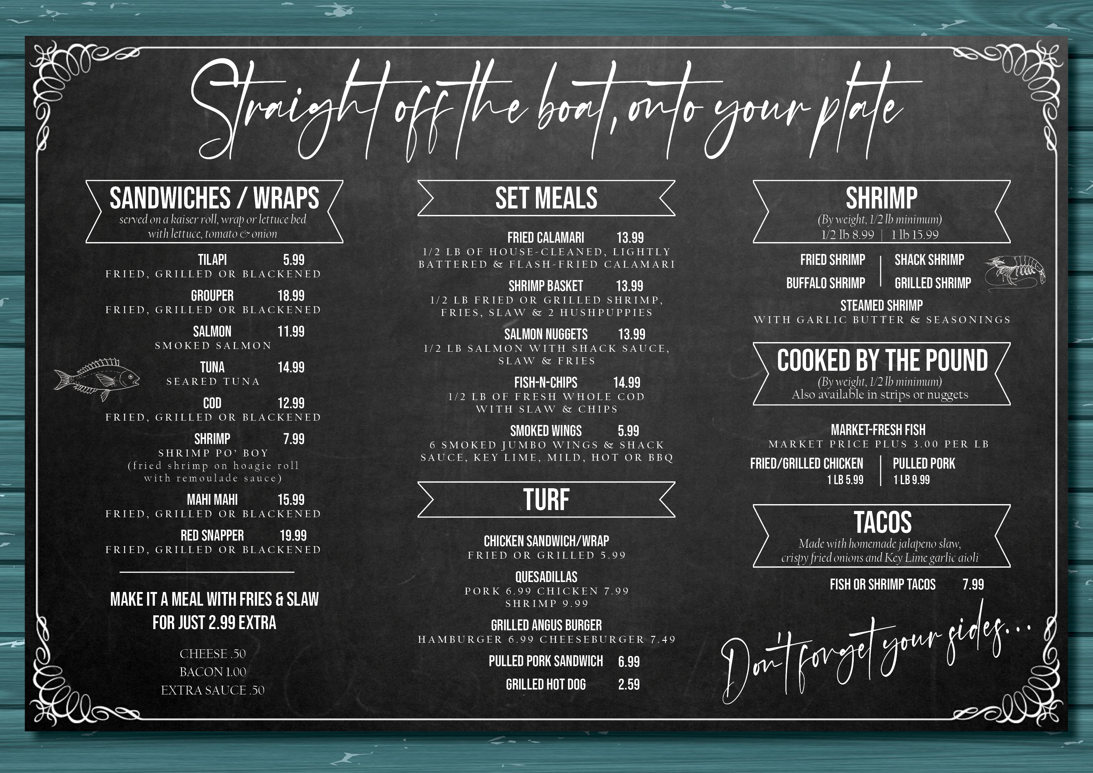 Menu Design by Nina Bain for J&K Seafood Shack | Design #30179375