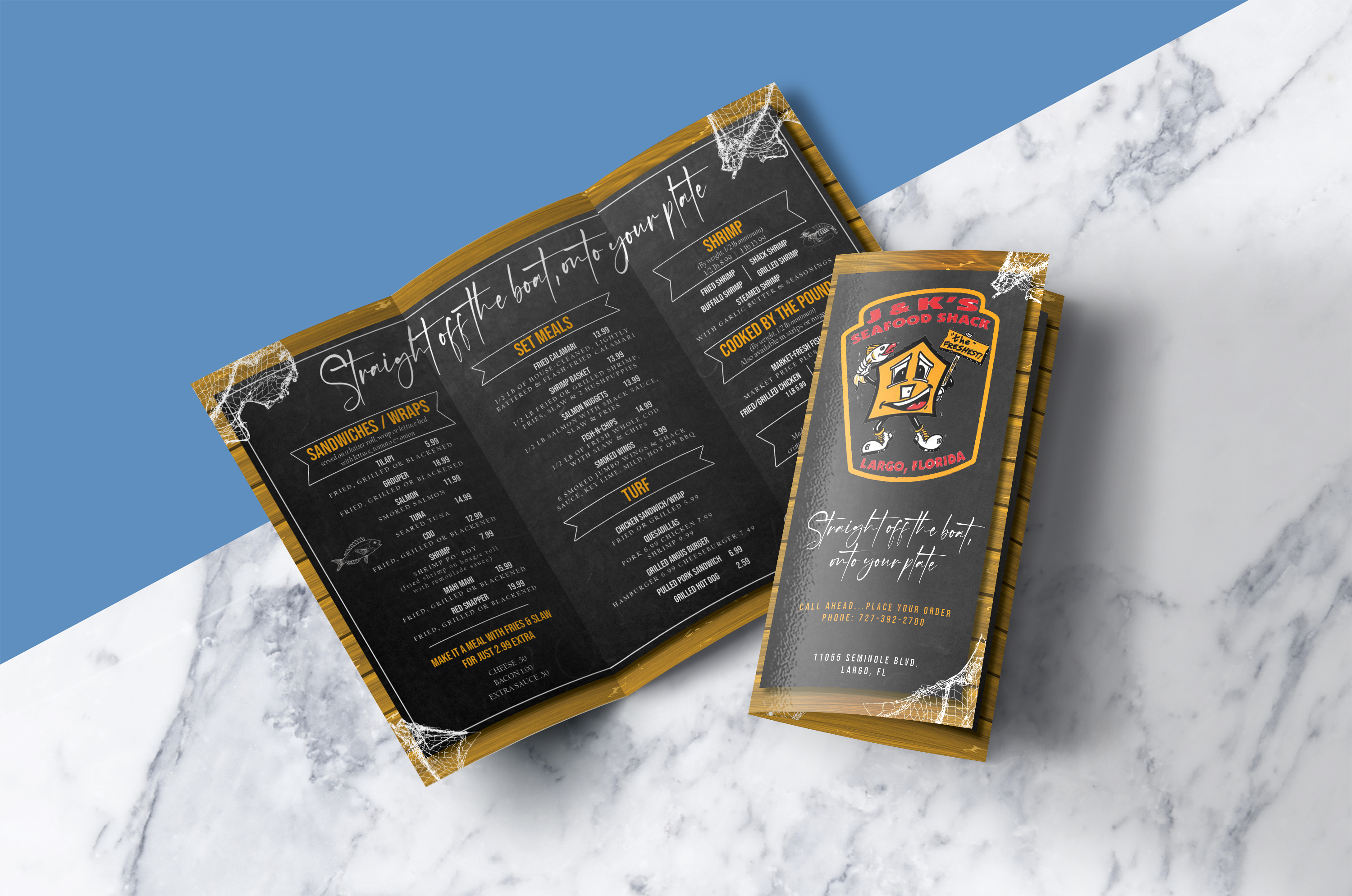 Design de Menu par Nina Bain pour J&K Seafood Shack | Design #30192358