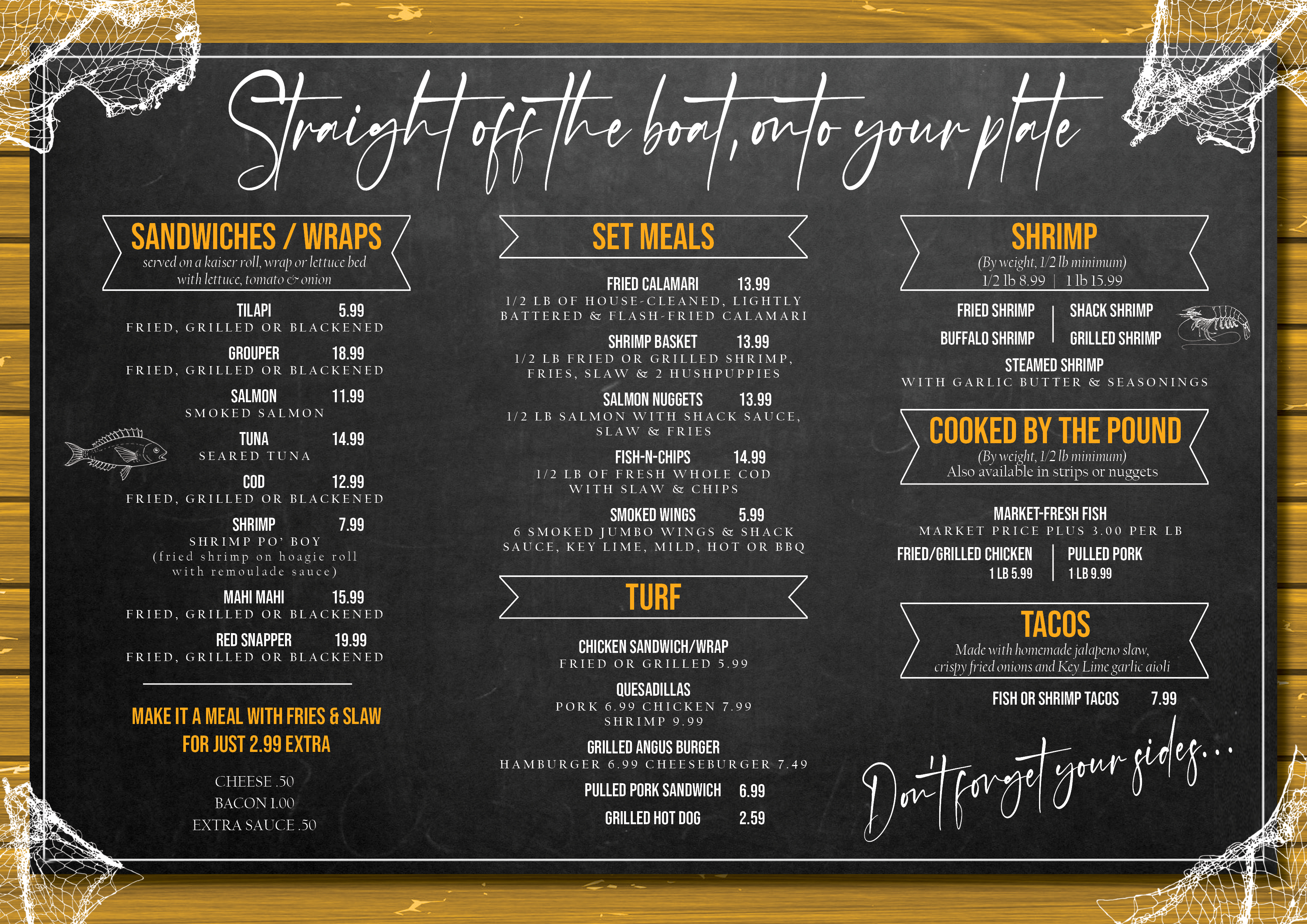 Menu Design by Nina Bain for J&K Seafood Shack | Design #30192359