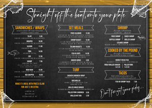 Menu Design by Nina Bain for J&K Seafood Shack | Design: #30192359