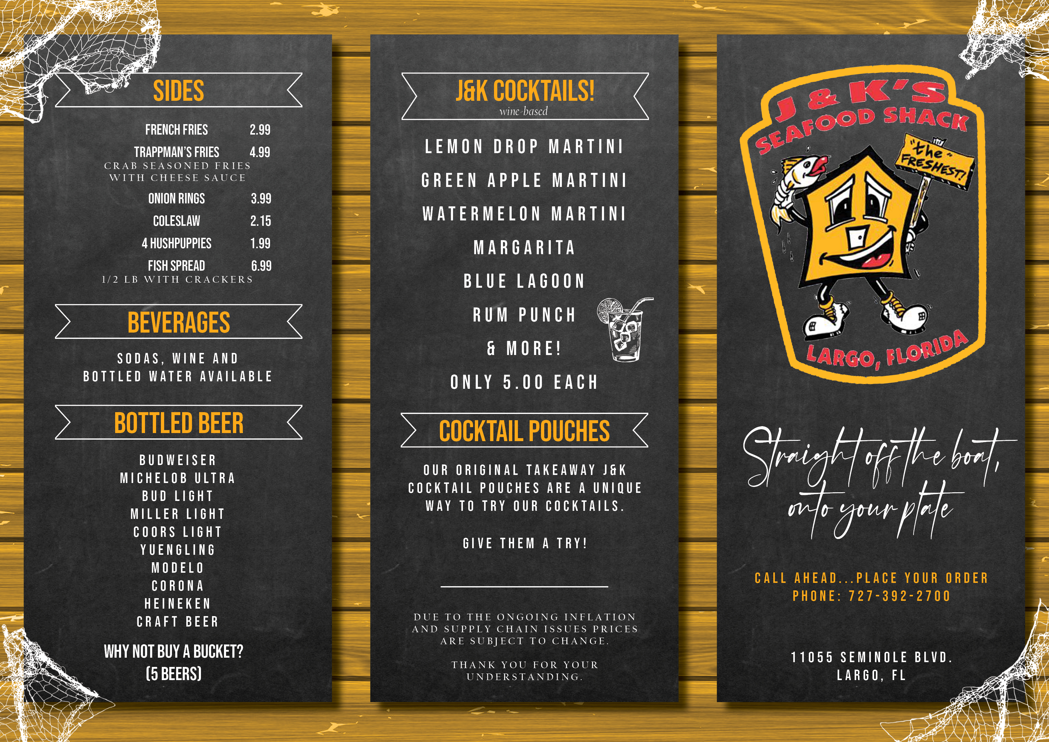 Design de Menu par Nina Bain pour J&K Seafood Shack | Design #30192360