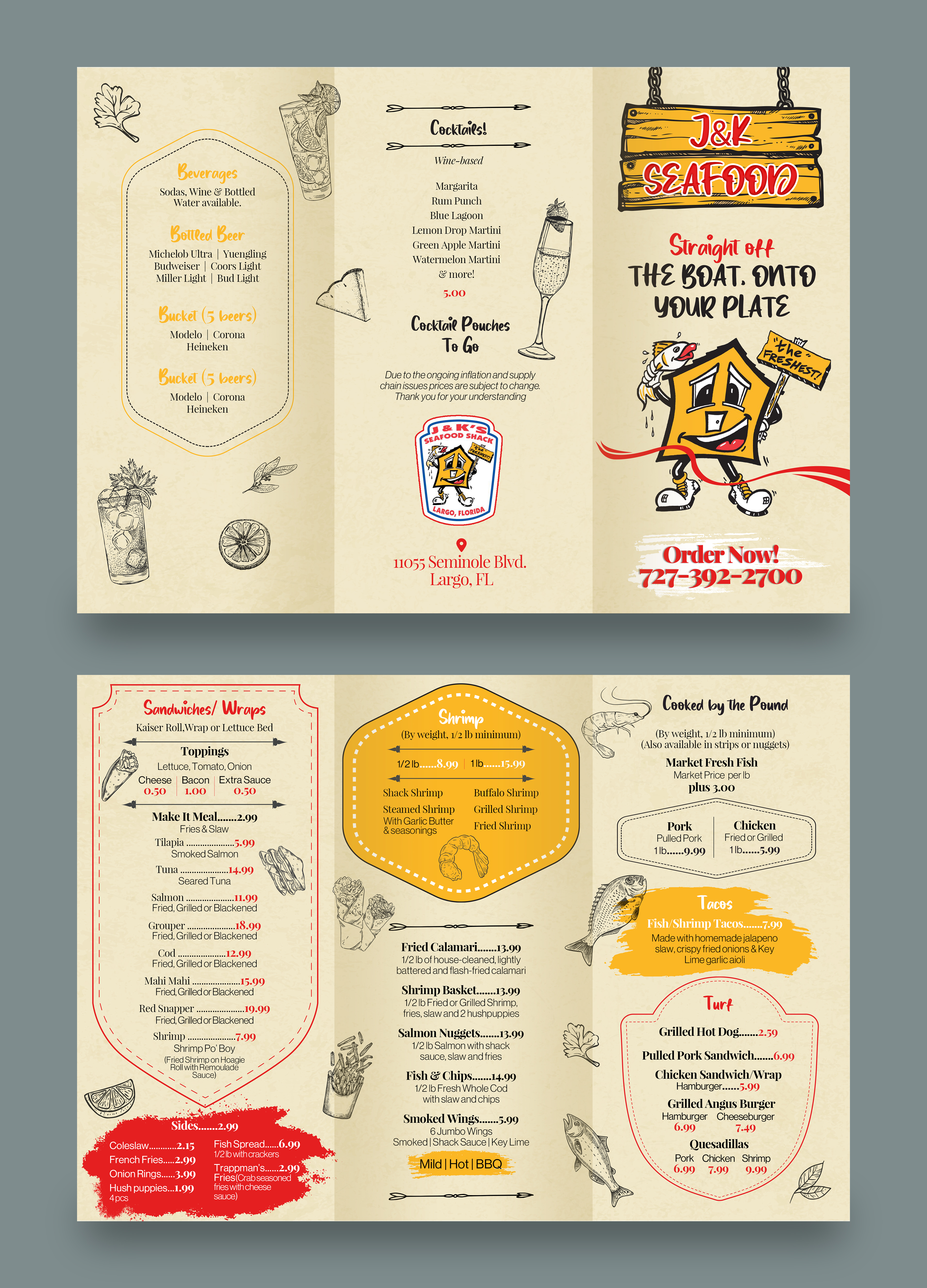 Design de Menu par Graphic Guy pour J&K Seafood Shack | Design #30177612