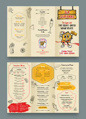 Menu Design by Graphic Guy for J&K Seafood Shack | Design #30177612