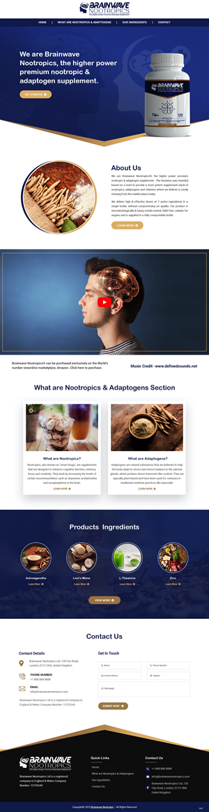 Web Design by pb for Brainwave Nootropics | Design: #30196815