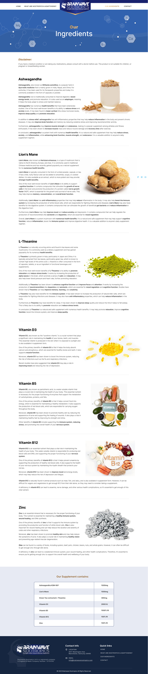 Web Design by *mary for Brainwave Nootropics | Design: #30197695