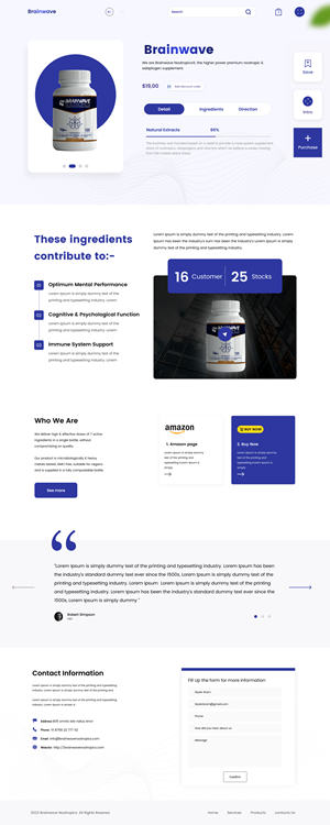 Web Design by Samahir Sharif for Brainwave Nootropics | Design: #30185535