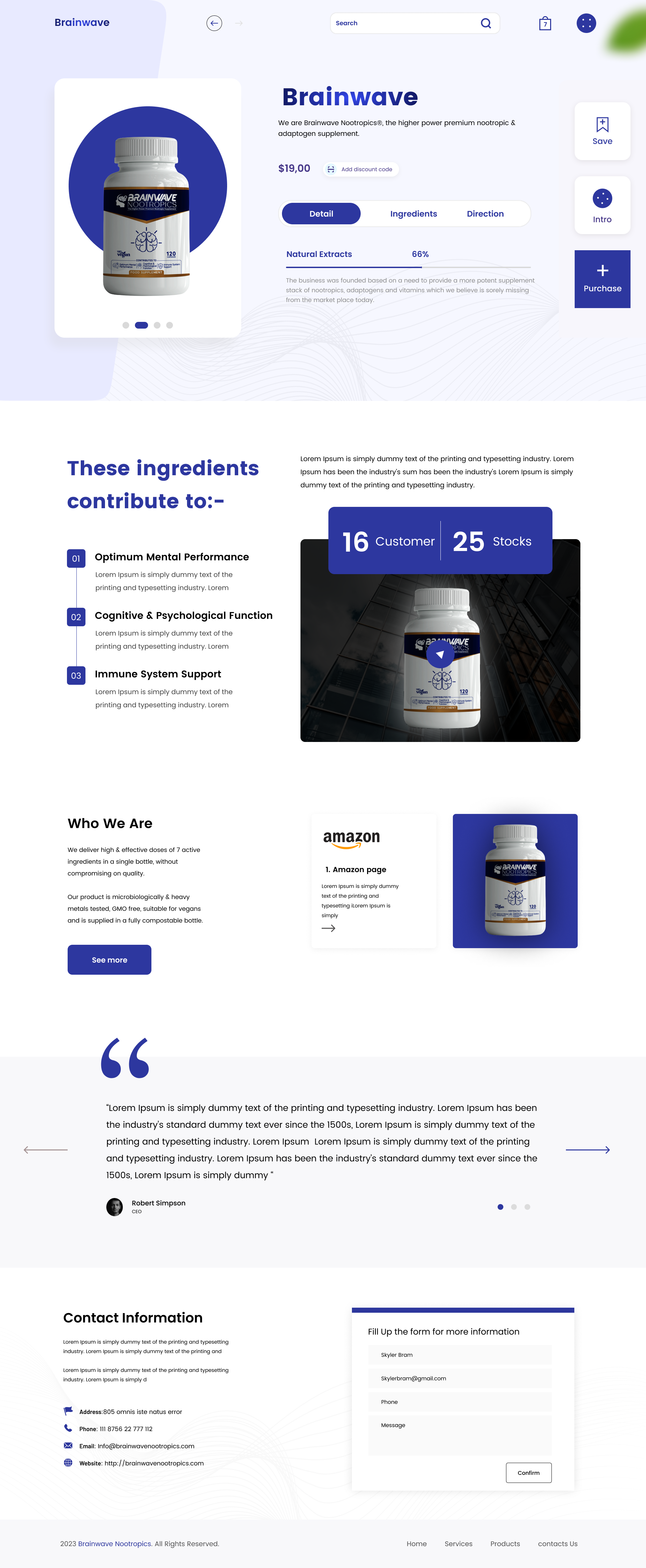 Web-Design von Samahir Sharif für Brainwave Nootropics | Design #30185545