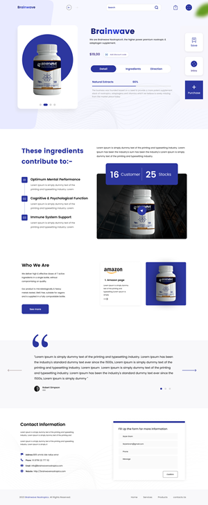 Web Design by Samahir Sharif for Brainwave Nootropics | Design: #30185545