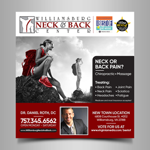 Advertisement Design by Designers Hub for Williamsburg Neck and Back Center | Design: #30213967