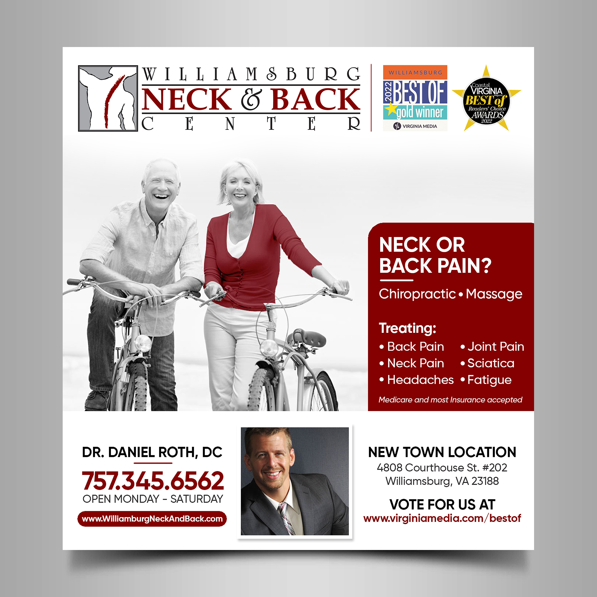 Advertisement Design by Designers Hub for Williamsburg Neck and Back Center | Design #30213968