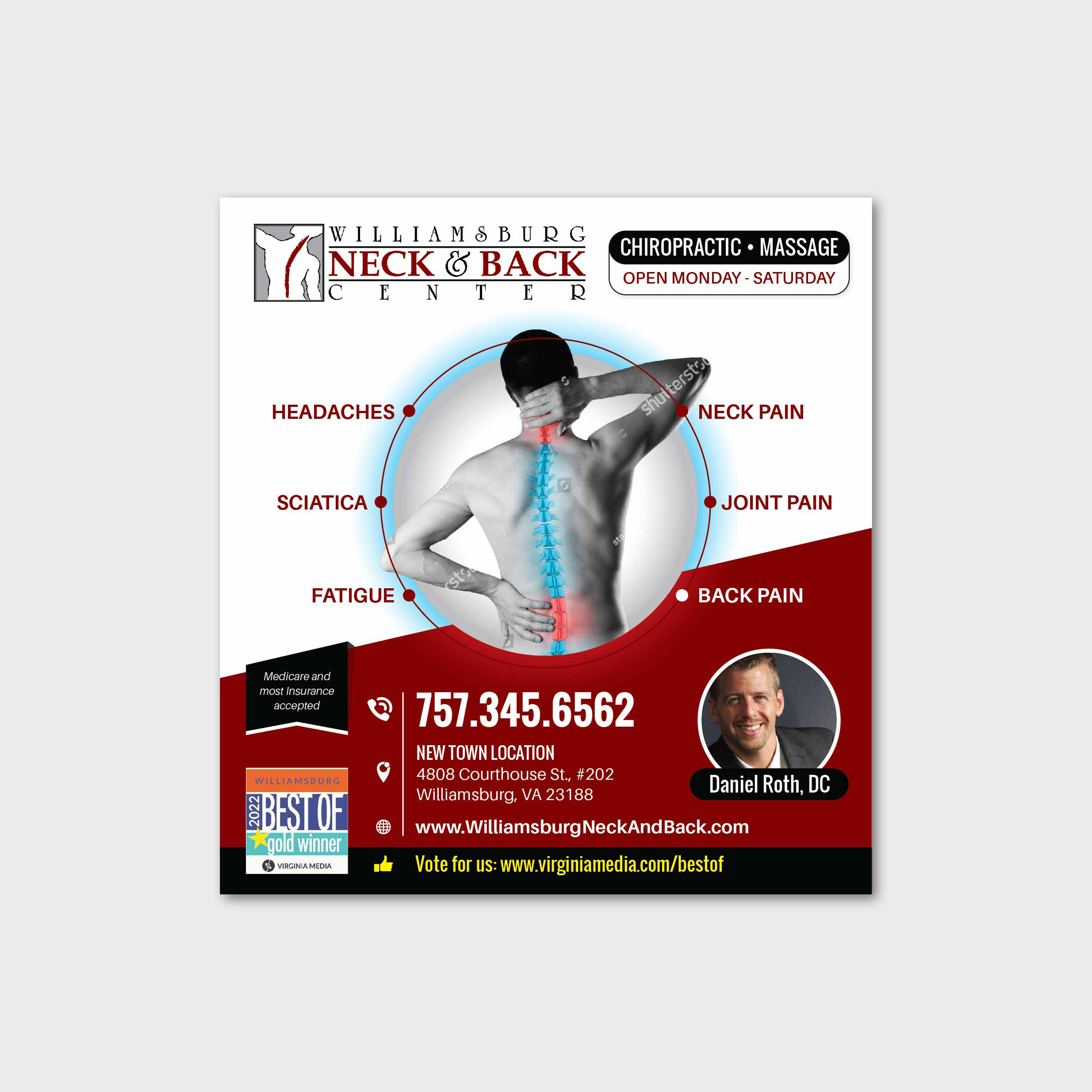 Advertisement Design by san.ty for Williamsburg Neck and Back Center | Design #30187843