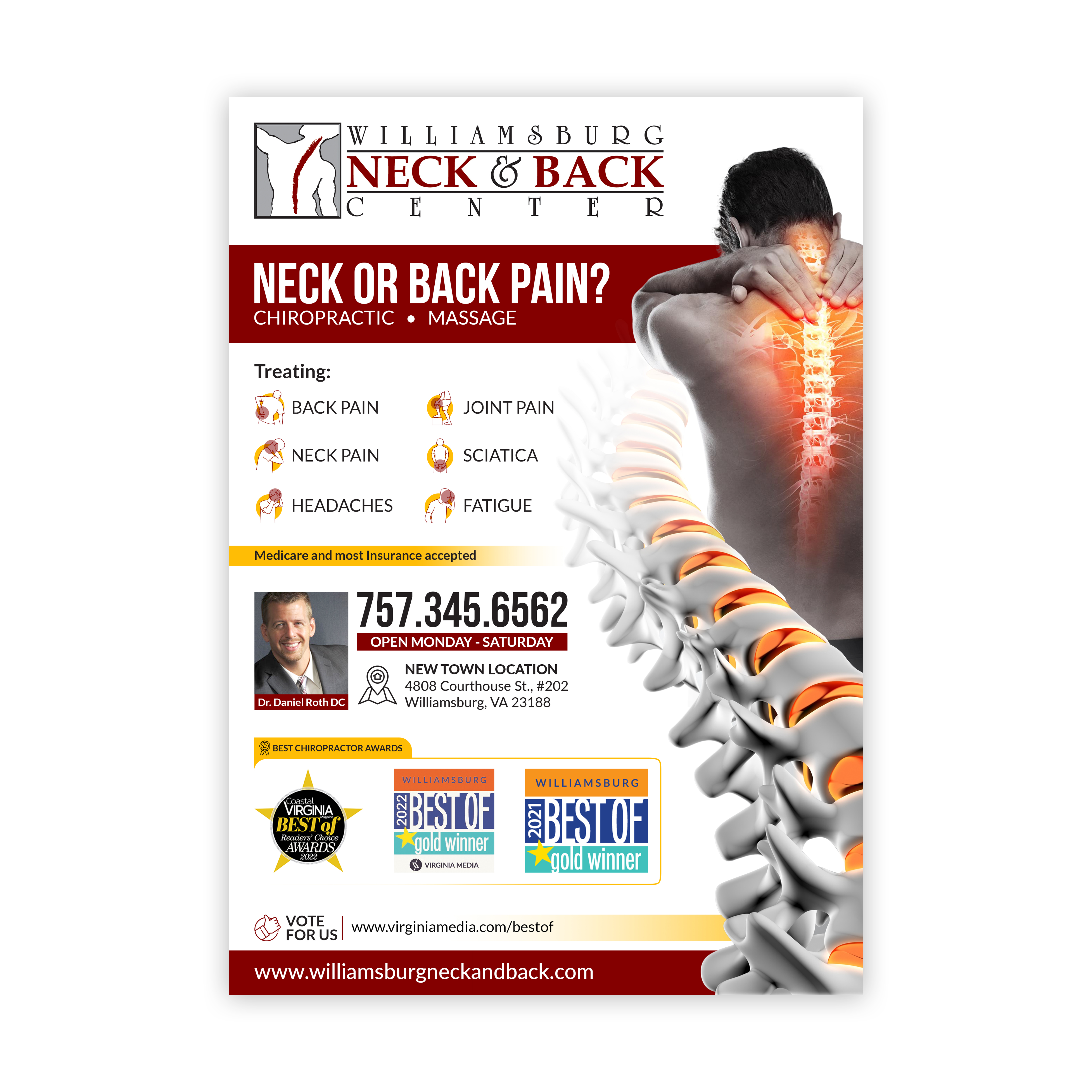 Advertisement Design by Spark Impression for Williamsburg Neck and Back Center | Design: #30222367