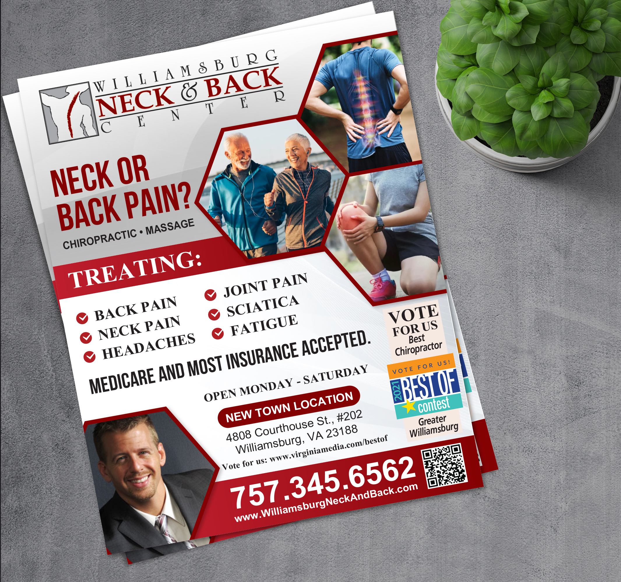Advertisement Design by alex989 for Williamsburg Neck and Back Center | Design #30190281