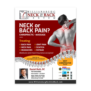 Advertisement Design by TAMZ for Williamsburg Neck and Back Center | Design: #30210947