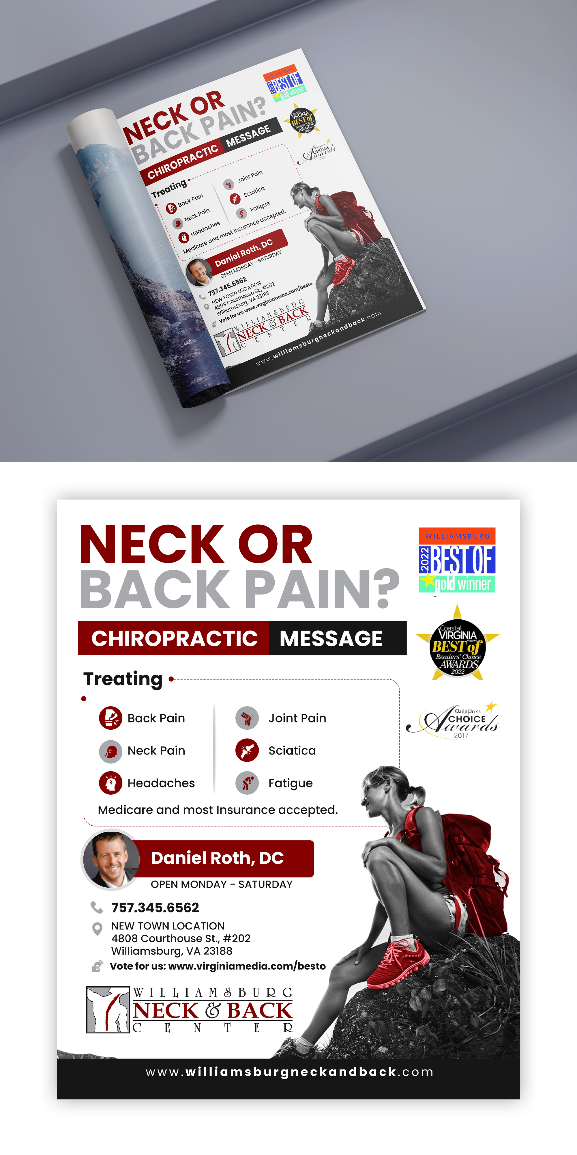 Advertisement Design by debdesign for Williamsburg Neck and Back Center | Design #30190883
