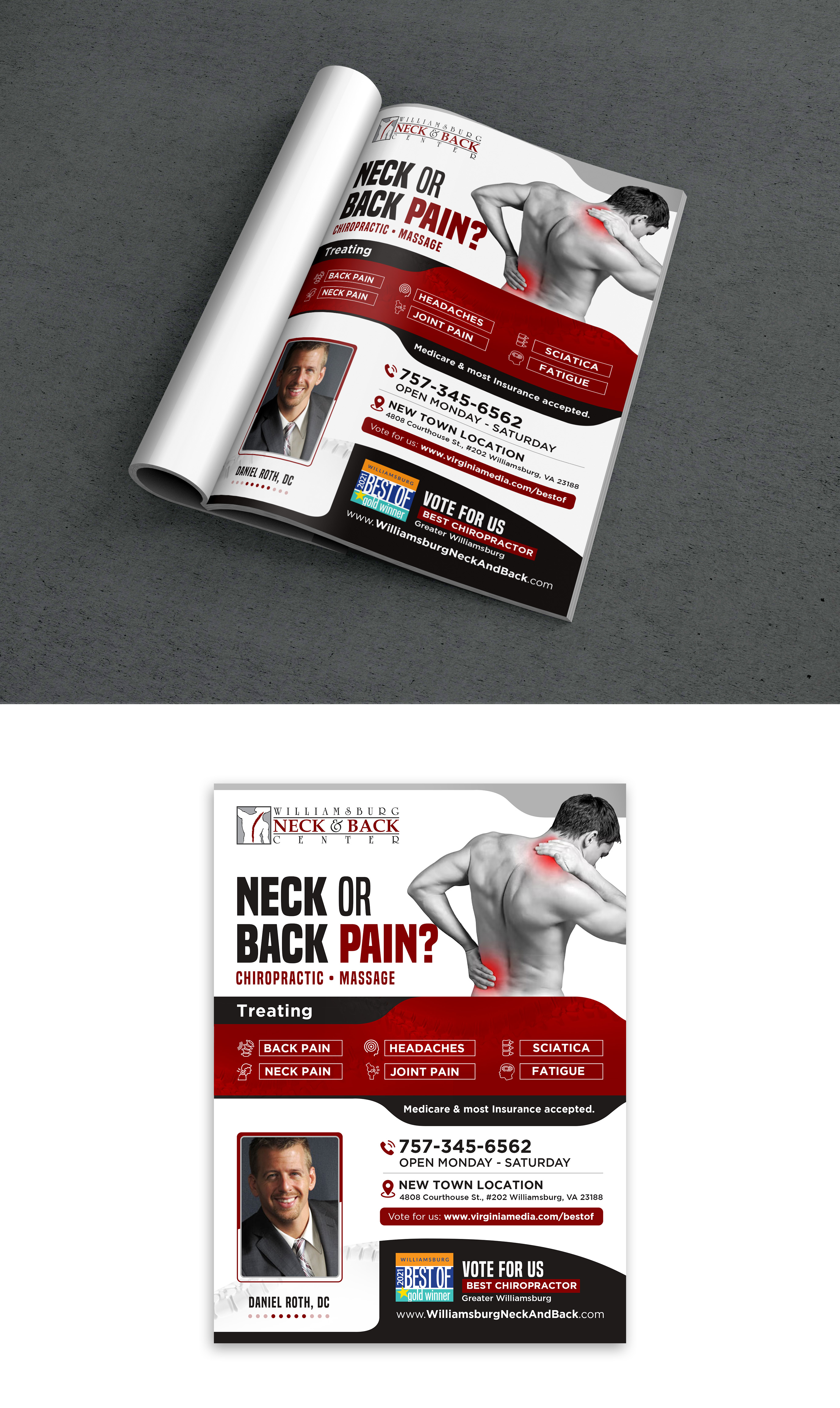 Advertisement Design by debdesign for Williamsburg Neck and Back Center | Design #30193048