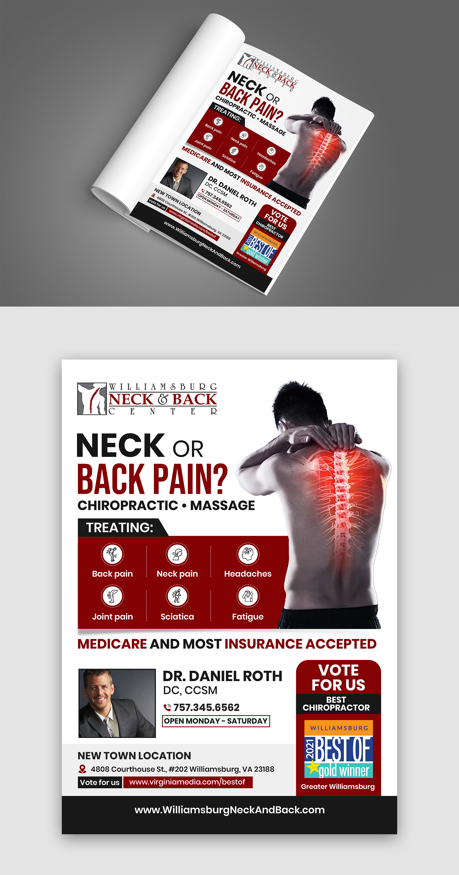 Advertisement Design by debdesign for Williamsburg Neck and Back Center | Design #30193329