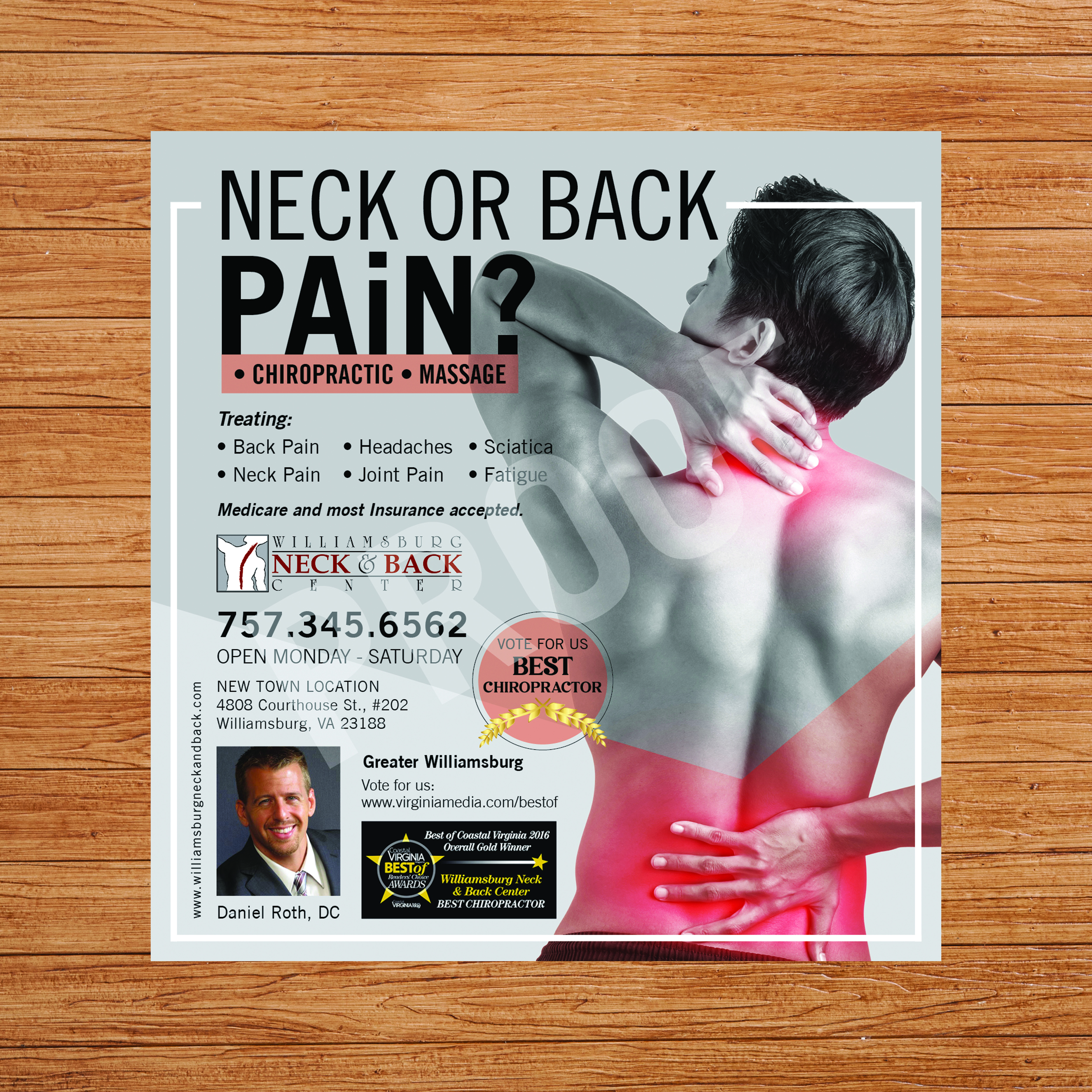 Advertisement Design by nitin.kondhare2010 for Williamsburg Neck and Back Center | Design #30203353
