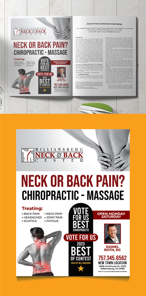 Advertisement Design by 3Guys for Williamsburg Neck and Back Center | Design: #30198422