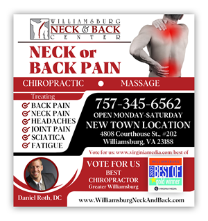 Advertisement Design by Black Machine Grafx for Williamsburg Neck and Back Center | Design: #30196640
