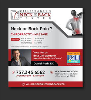 Advertisement Design by saurov for Williamsburg Neck and Back Center | Design: #30186835