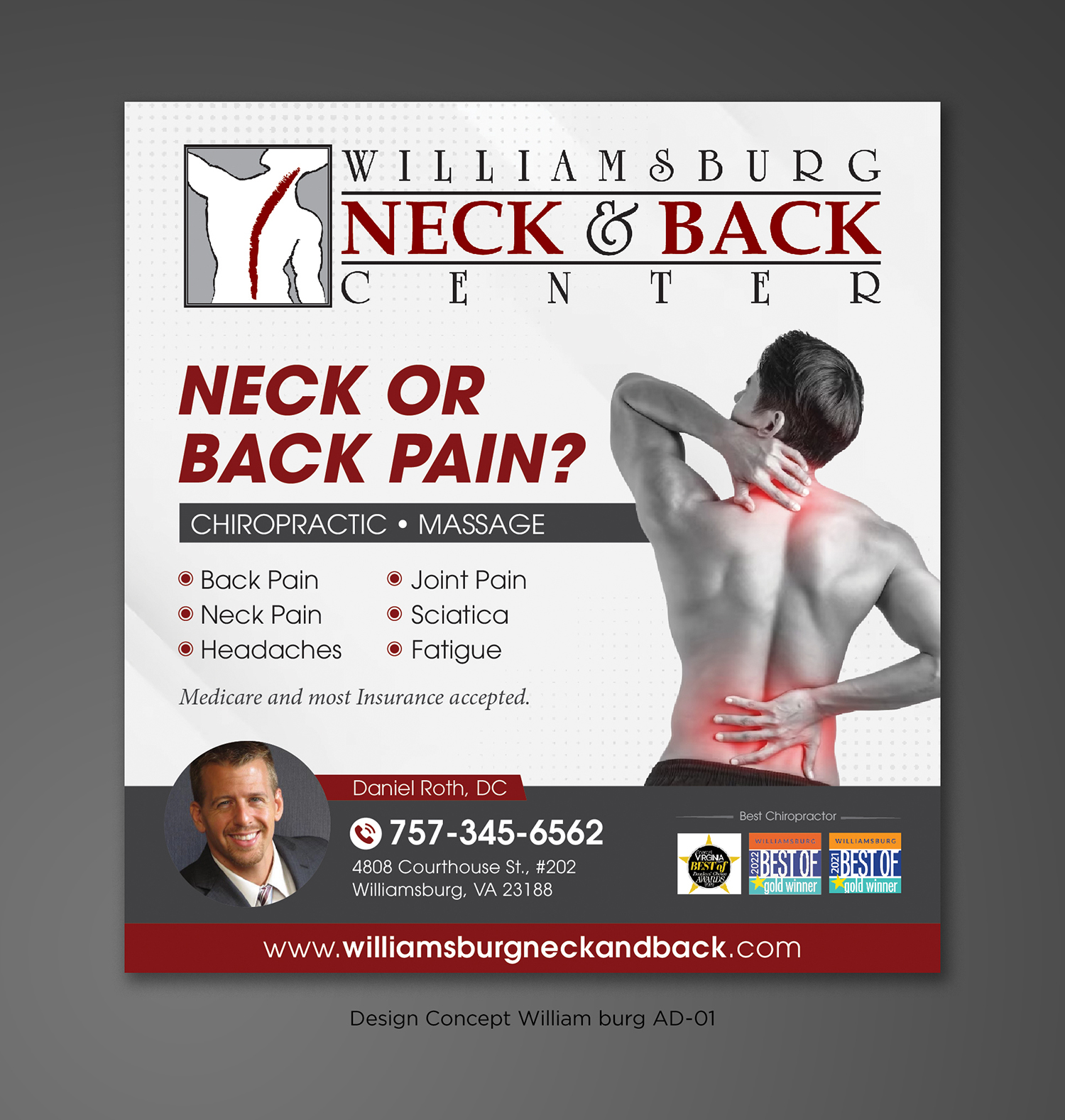 Advertisement Design by D Creative for Williamsburg Neck and Back Center | Design #30196277