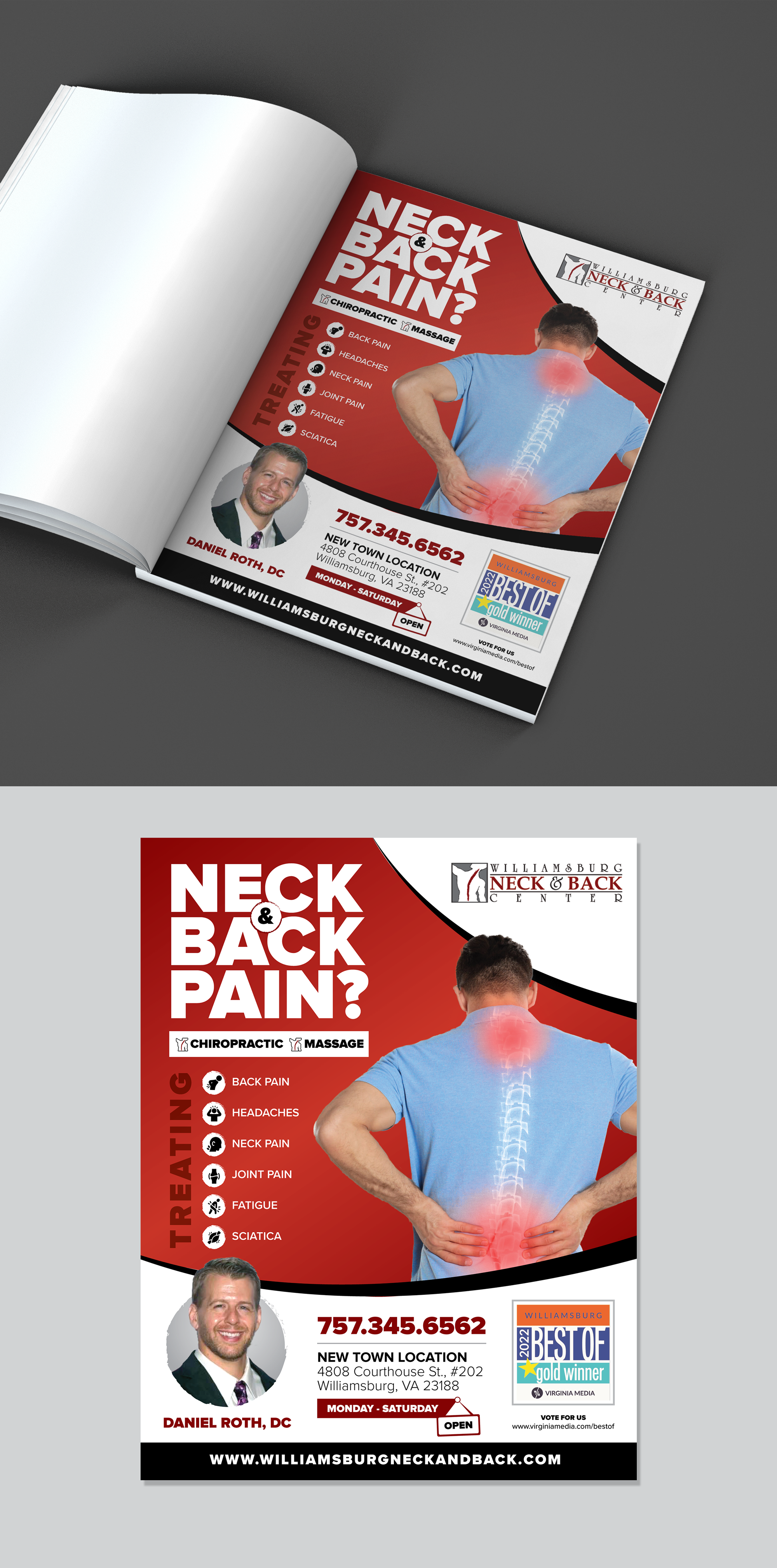 Advertisement Design by vcreatived for Williamsburg Neck and Back Center | Design #30212159