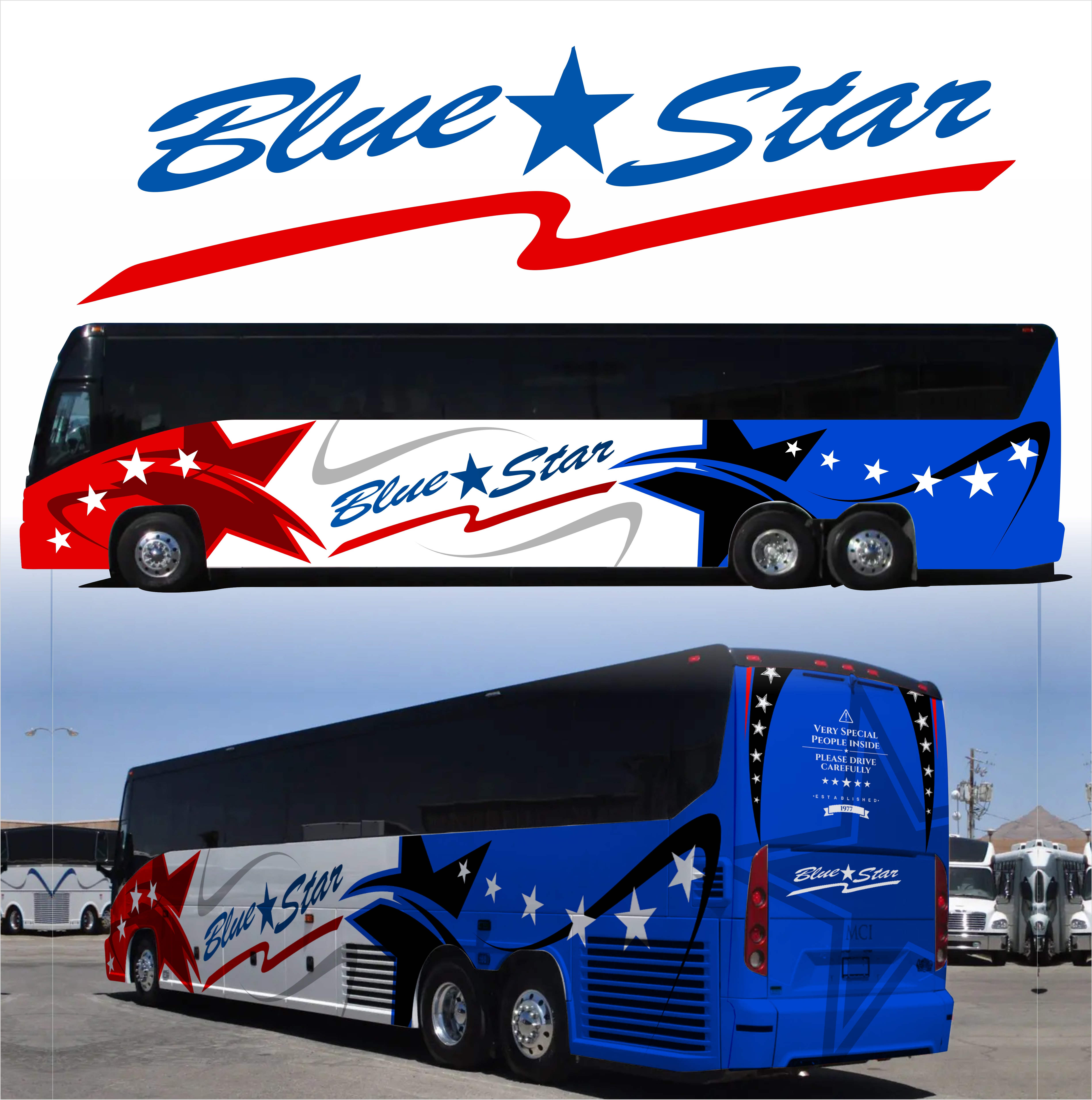 Car Wrap Design by MARO07 for Blue Star Charters & Tours, Inc. | Design #30283183