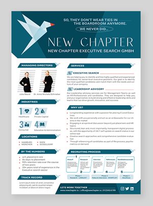 Print Design par SAI DESIGNS pour New Chapter Executive Search GmbH | Design : #30268413