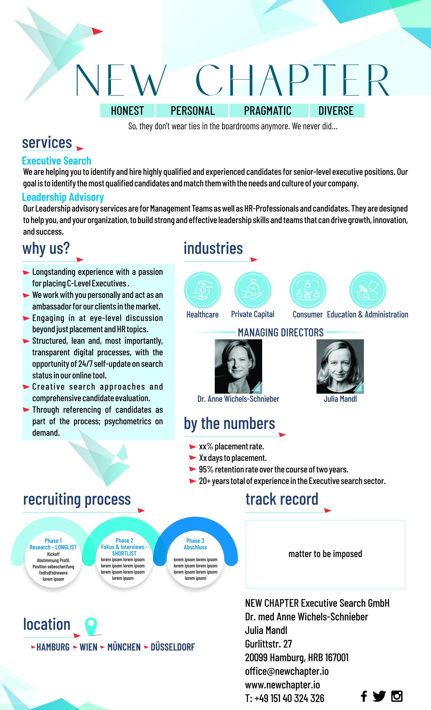 Print Design par neetuindia pour New Chapter Executive Search GmbH | Design #30267665