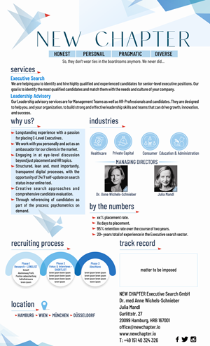Print Design by neetuindia for New Chapter Executive Search GmbH | Design #30267665