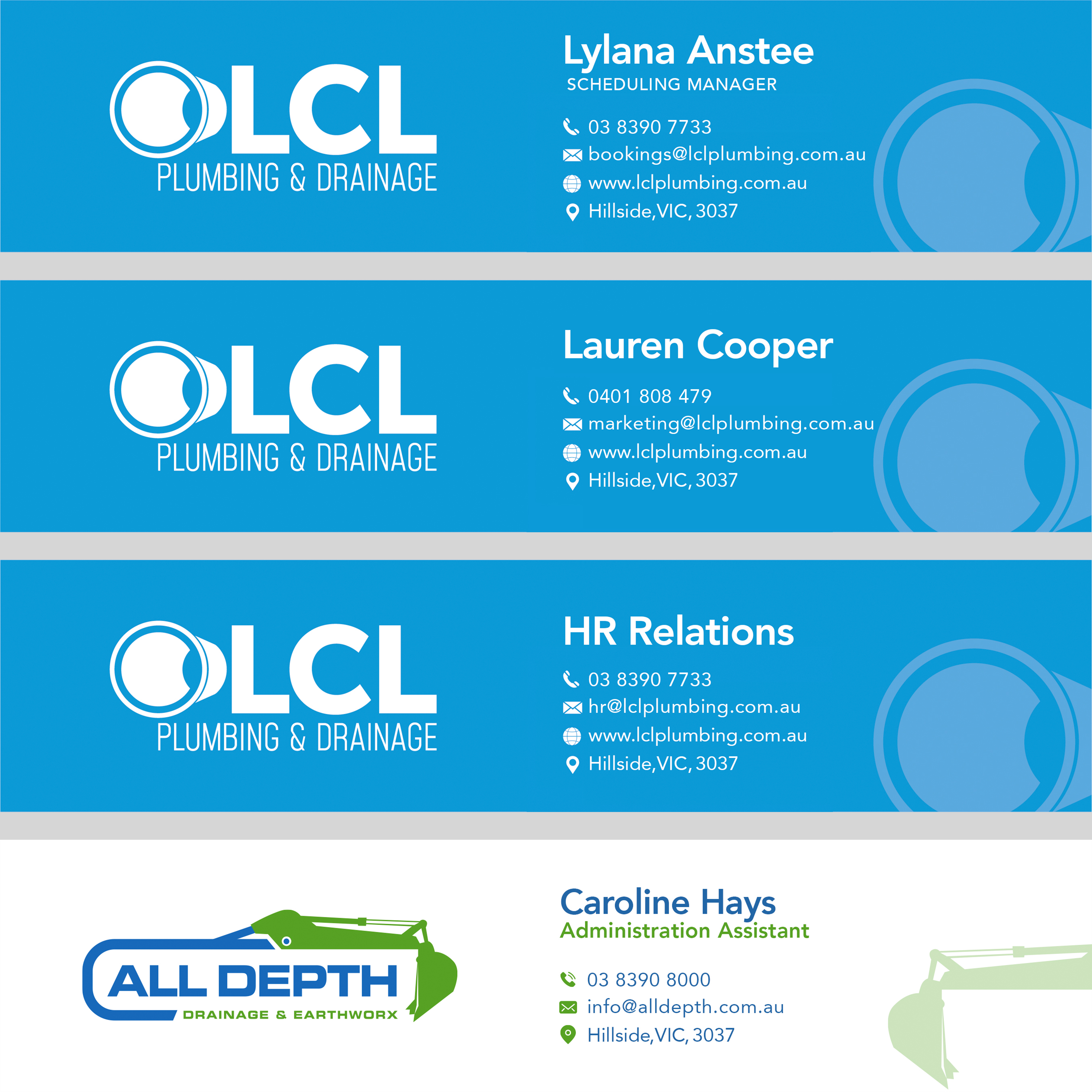 Business Card Design by jeffdefy for LCL Plumbing and Drainage Pty Ltd | Design #30257299