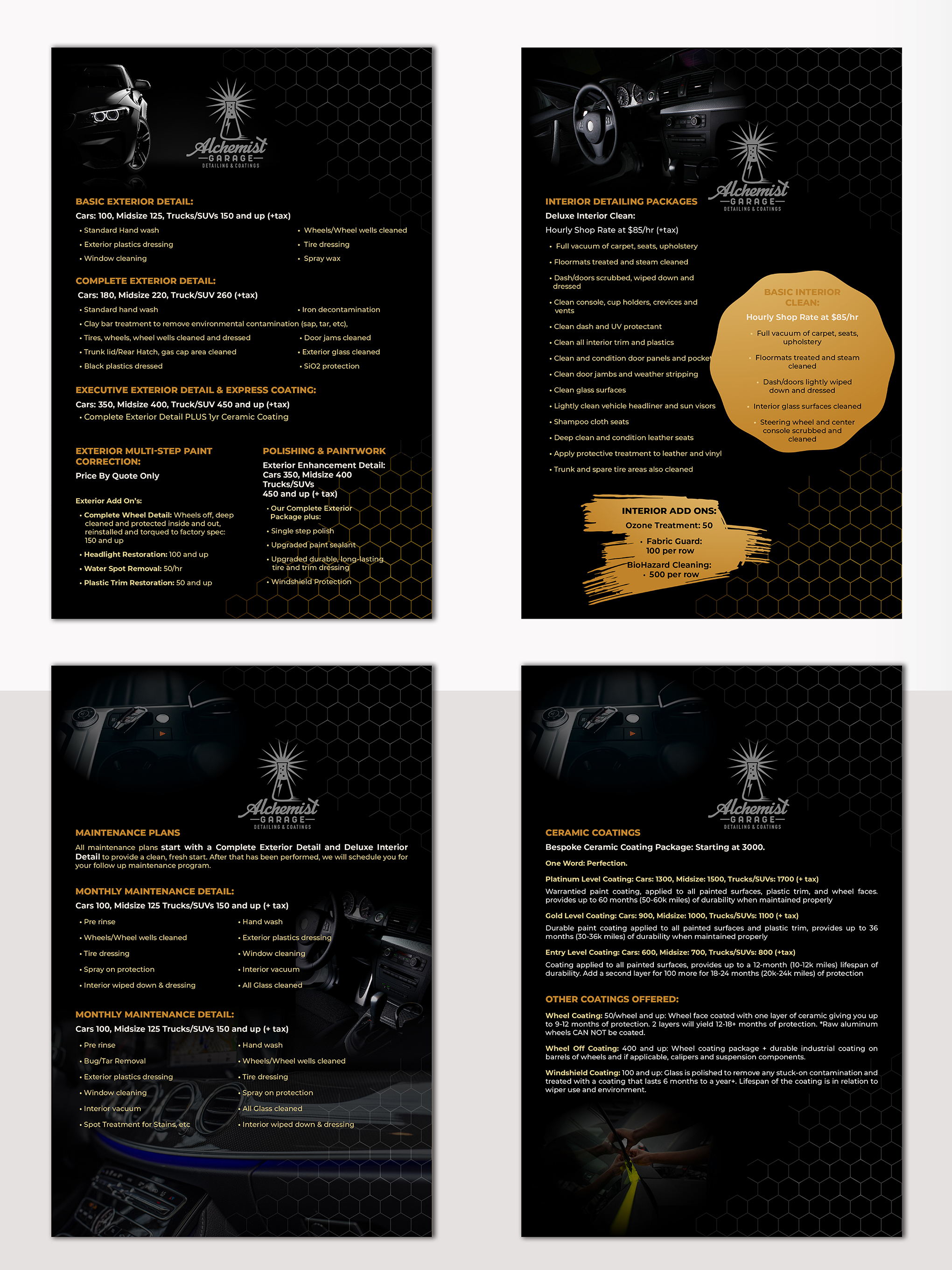 Menu Design by creativemood438 for alchemist garage detailing | Design #30285462