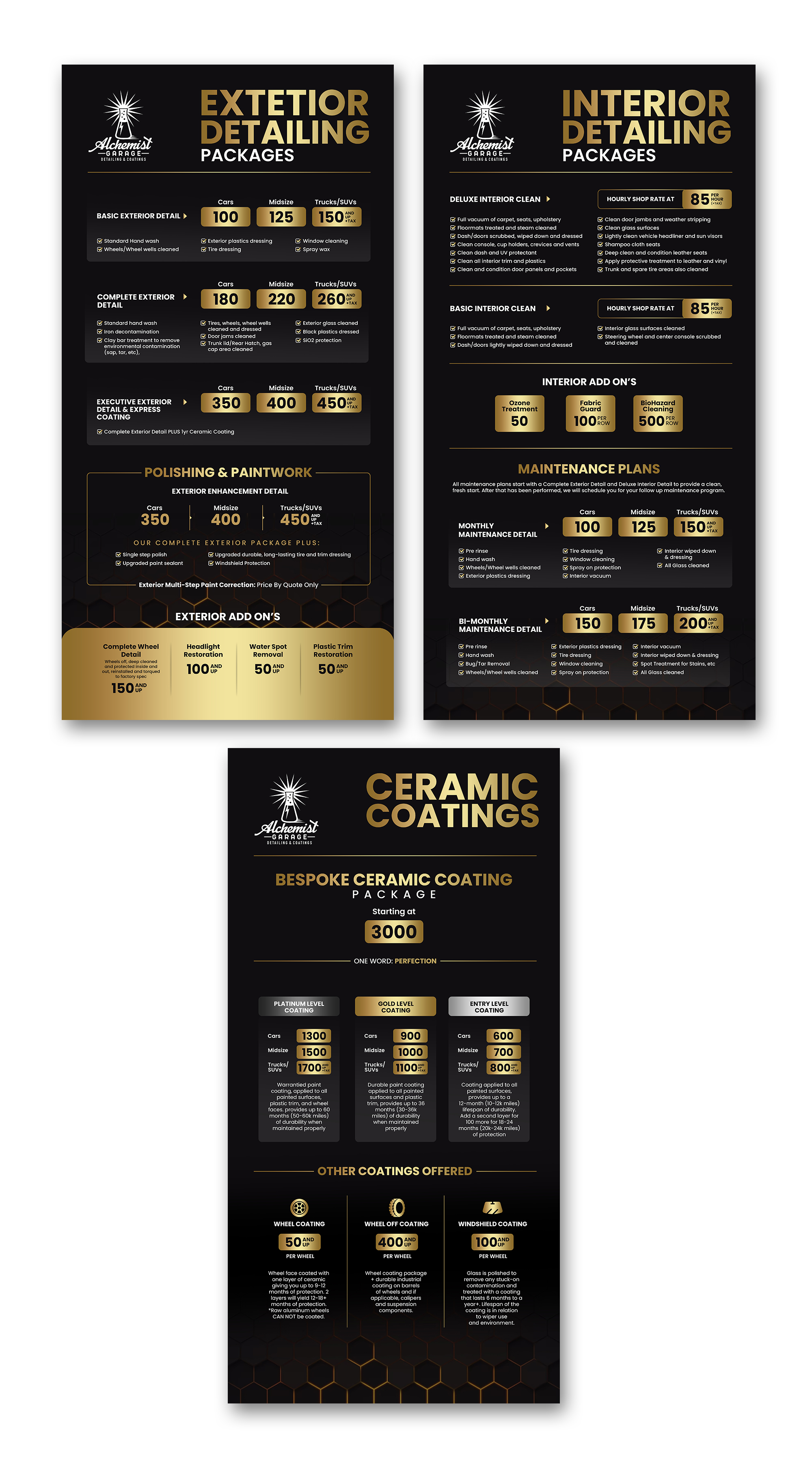 Menu Design by debdesign for alchemist garage detailing | Design #30264537