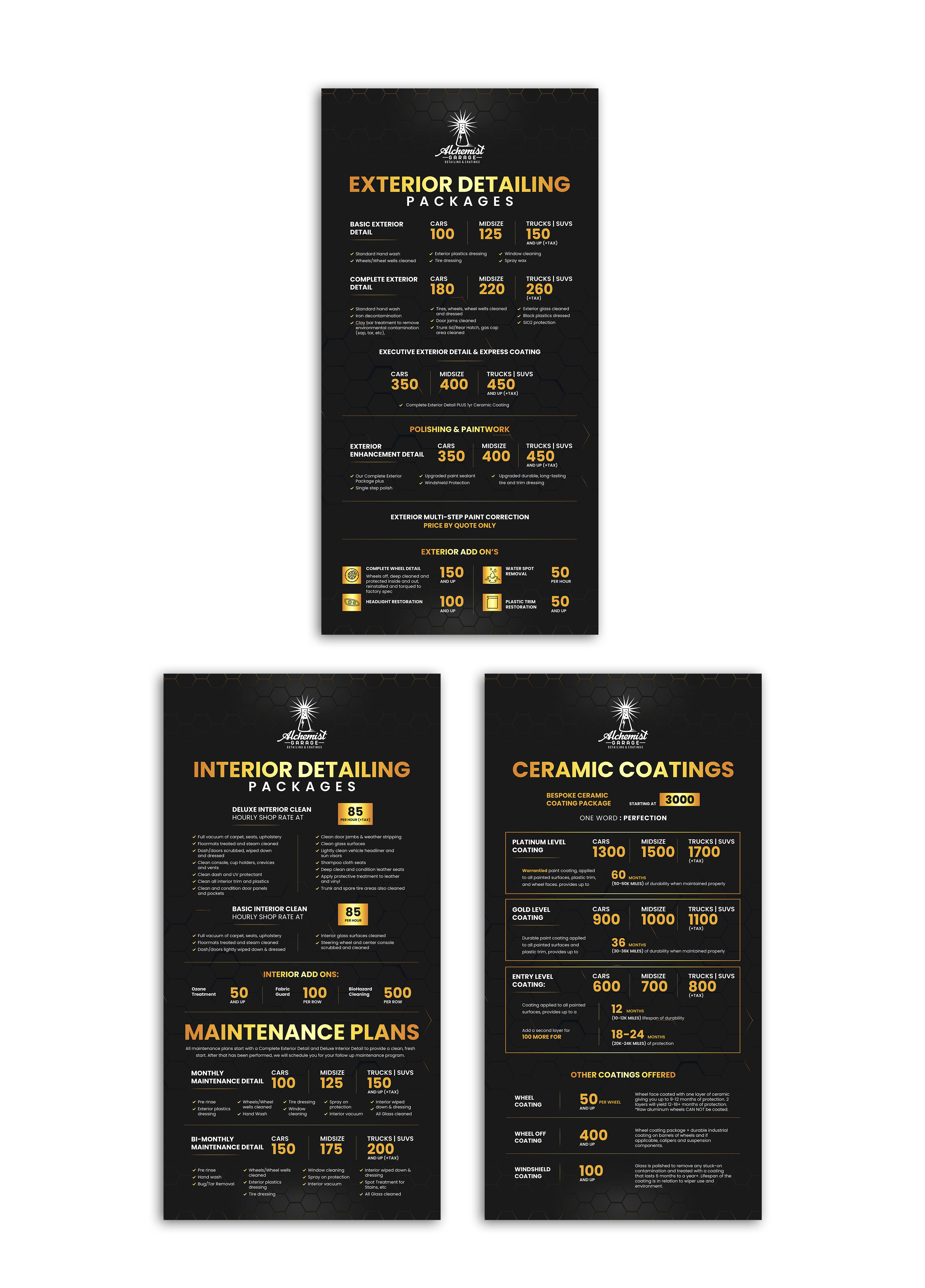 Menu Design by debdesign for alchemist garage detailing | Design #30264579