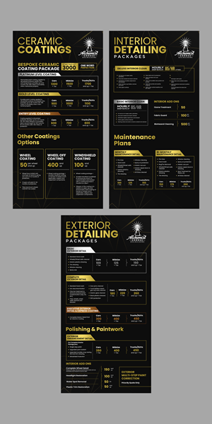 Menu Design by debdesign for alchemist garage detailing | Design: #30324567