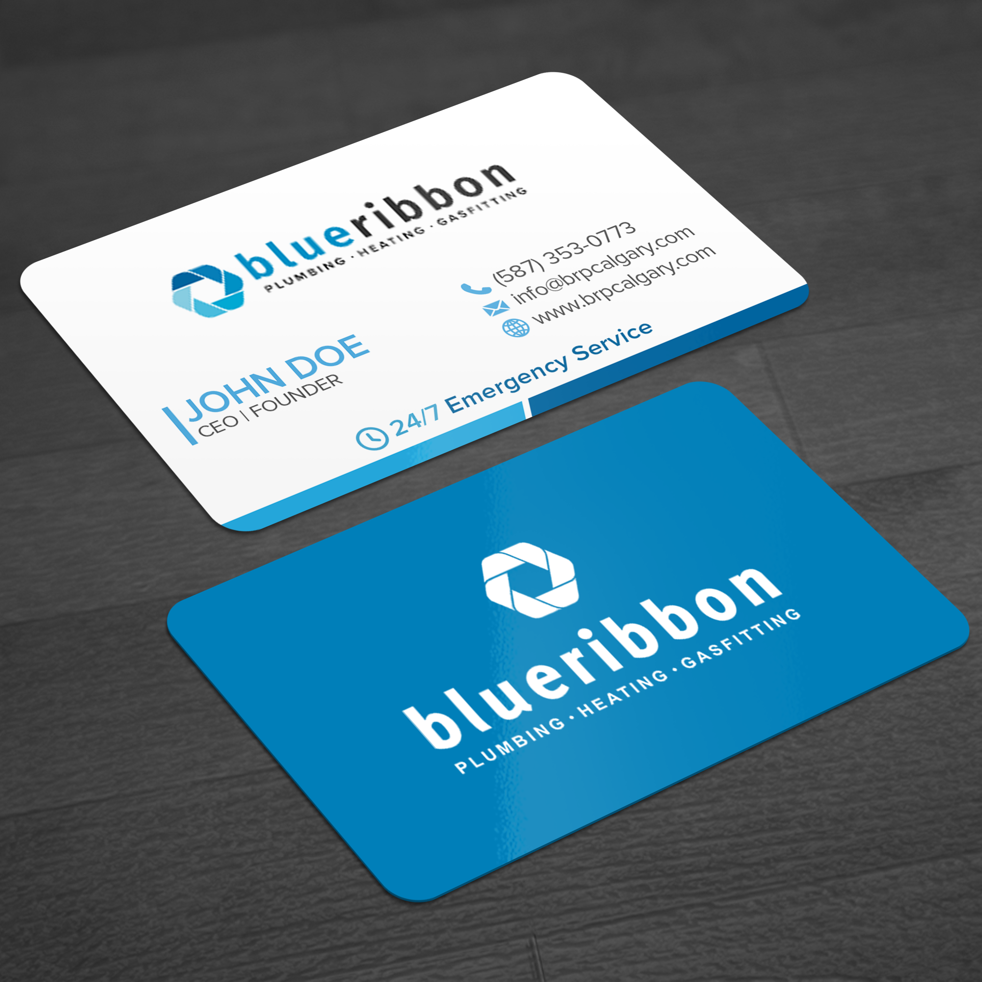 Business Card Design by WellDesign for Blue Ribbon Plumbing Heating & Gasfitting Ltd. | Design #30288925