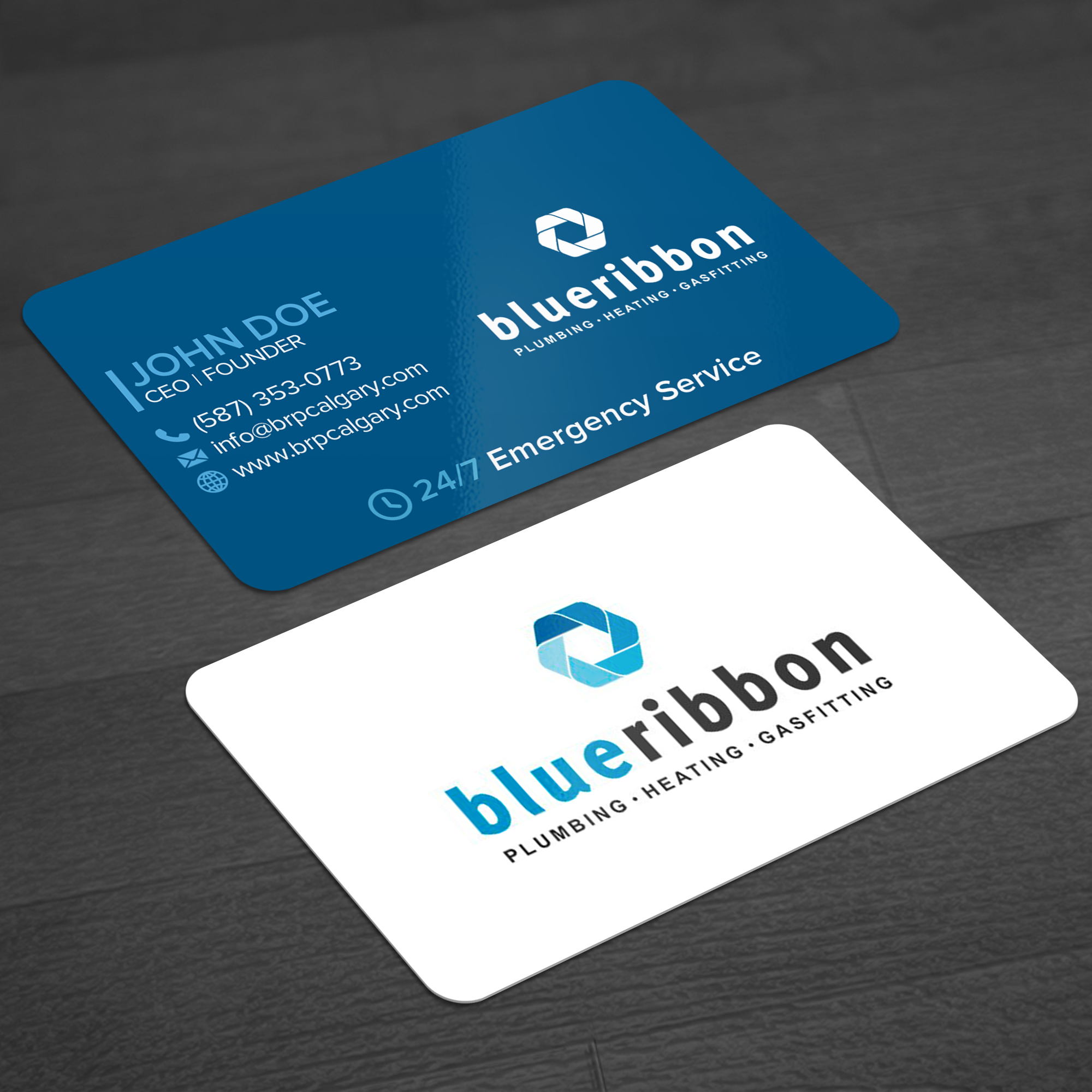 Business Card Design by WellDesign for Blue Ribbon Plumbing Heating & Gasfitting Ltd. | Design #30288926