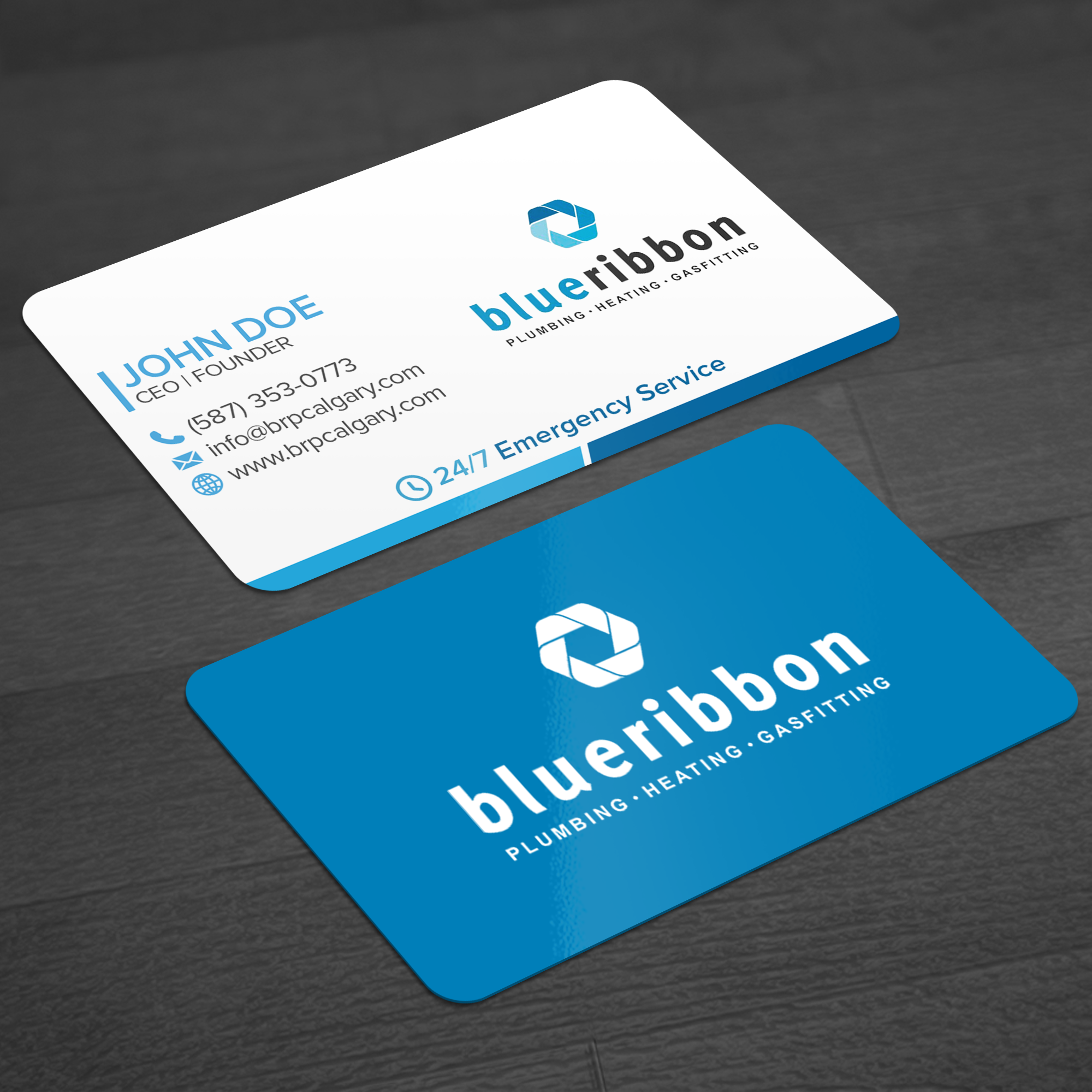 Business Card Design by WellDesign for Blue Ribbon Plumbing Heating & Gasfitting Ltd. | Design #30288927