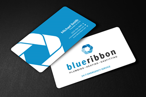 Business Card Design by Sun Moon Graphic Designer for Blue Ribbon Plumbing Heating & Gasfitting Ltd. | Design: #30290894