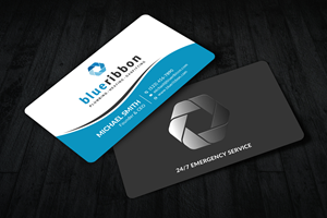 Business Card Design by Sun Moon Graphic Designer for Blue Ribbon Plumbing Heating & Gasfitting Ltd. | Design: #30290903