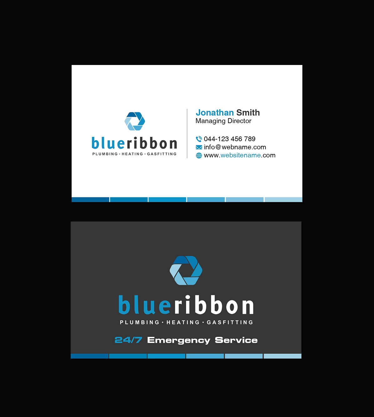 Business Card Design by Creations Box 2015 for Blue Ribbon Plumbing Heating & Gasfitting Ltd. | Design #30292172
