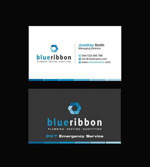 Business Card Design by Creations Box 2015 for Blue Ribbon Plumbing Heating & Gasfitting Ltd. | Design: #30292172